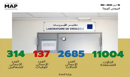 فيروس كورونا: 121 حالات إصابة جديدة بالمغرب خلال الـ24 ساعة الماضية ترفع الحصيلة الاجمالية إلى 2685 حالة