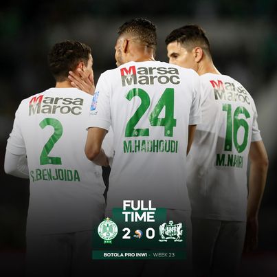 الرجاء يفوز على الدفاع الجديدي في افتتاح مباريات الجولة 23 من الدوري المغربي