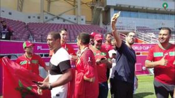 لقاء بعض لاعبي المنتخب الوطني مع الجماهير المغربية بقطر