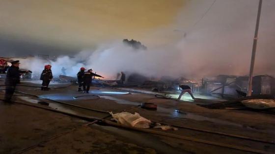 حريق مهول بسوق المتلاشيات والدجاج بمدينة إنزكان