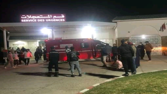 انقلاب سيارة النقل المدرسي بجماعة المرابيح باقليم سيدي قاسم