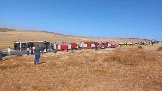 خريبكة: مصرع عدد كبير من الاشخاص في حادث انقلاب حافلة للمسافرين على مستوى جماعة بولنوار