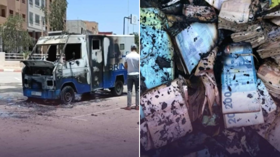 حريق مهول بسيارة لنقل الأموال بوجدة